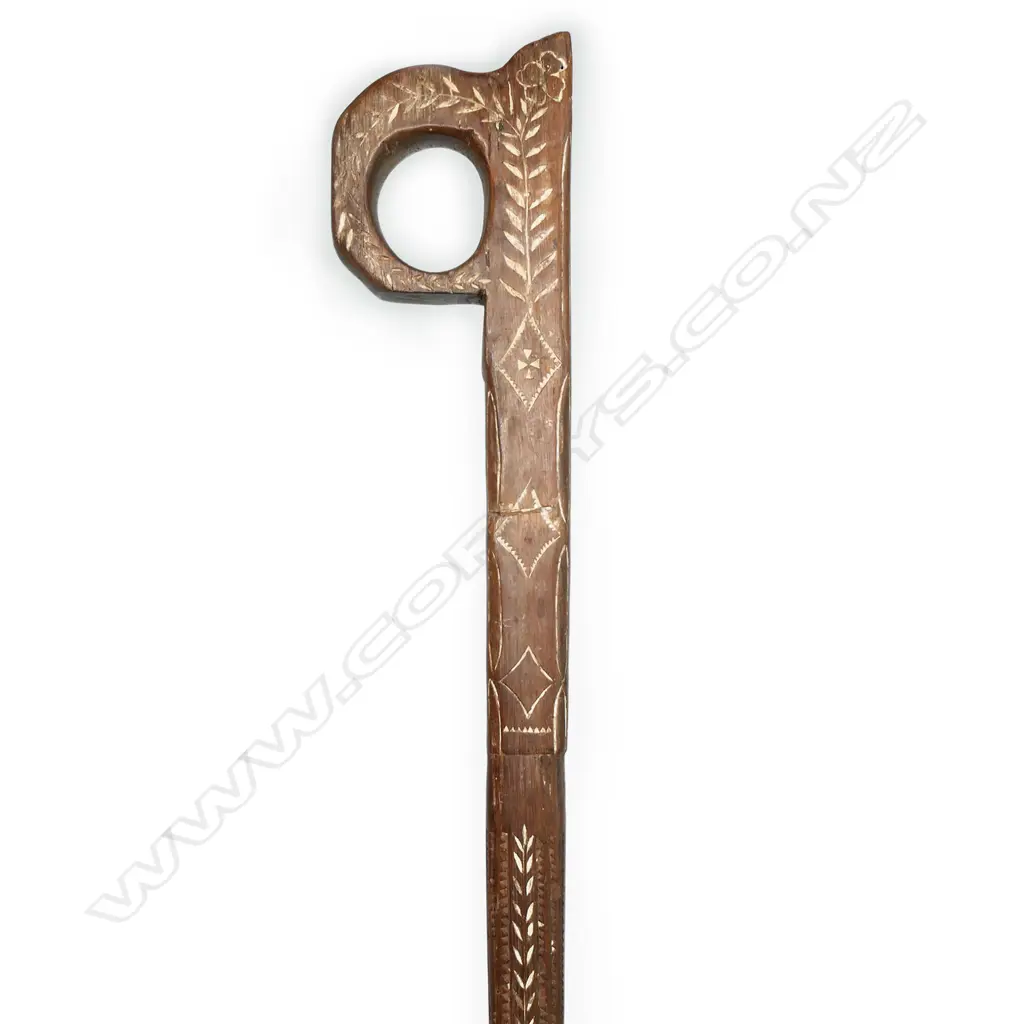A c1900 Samoan carved hardwood walking stick Image 1++